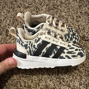 Adidas Kids Sneakers - Black and Cream Leopard Print